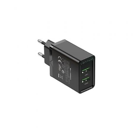 Cargador de Pared Vention FBAB0-EU/ 2xUSB/ 18W/ Negro Cargador de Pared Vention FBAB0-EU/ 2xUSB/ 18W/ Negro