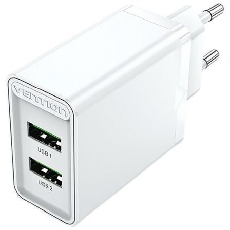 Cargador de Pared Vention FBAW0-EU/ 2xUSB/ 18W/ Blanco Cargador de Pared Vention FBAW0-EU/ 2xUSB/ 18W/ Blanco