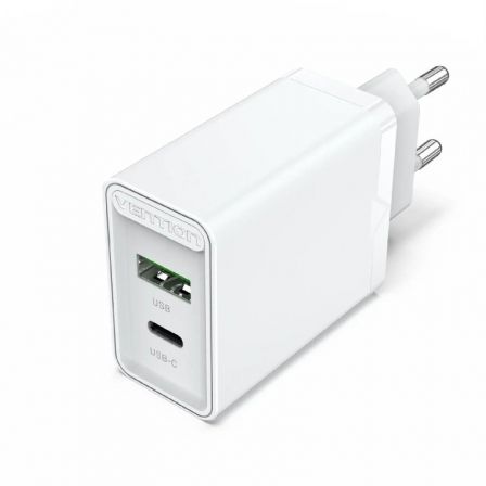 Cargador de Pared Vention FBBW0-EU/ 1xUSB Tipo-C/ 1x USB/ 20W Cargador de Pared Vention FBBW0-EU/ 1xUSB Tipo-C/ 1x USB/ 20W