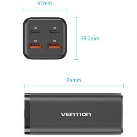 Cargador de Pared Vention FBSBG-EU/ 2xUSB Tipo-C + Cable USB Tipo-C/ 2xUSB/ 100W Cargador de Pared Vention FBSBG-EU/ 2xUSB Tipo-C + Cable USB Tipo-C/ 2xUSB/ 100W
