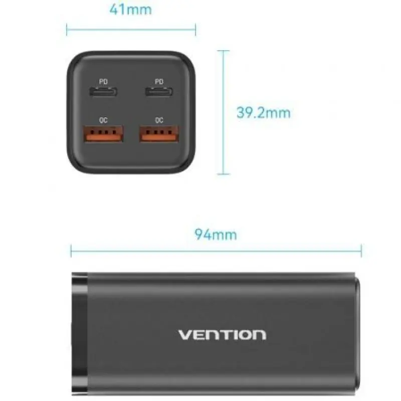 Cargador de Pared Vention FBSBG-EU/ 2xUSB Tipo-C + Cable USB Tipo-C/ 2xUSB/ 100W Cargador de Pared Vention FBSBG-EU/ 2xUSB Tipo-C + Cable USB Tipo-C/ 2xUSB/ 100W