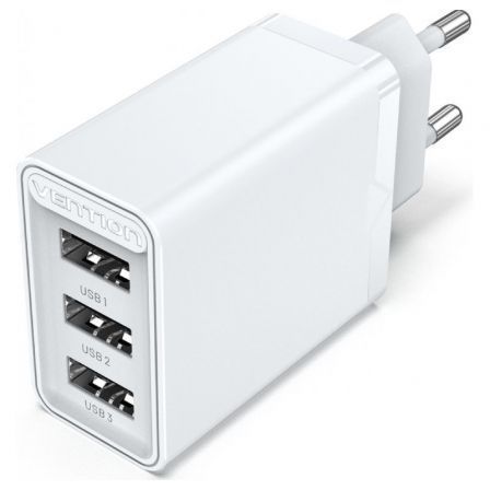 Cargador de Pared Vention FEAW0-EU/ 3xUSB Cargador de Pared Vention FEAW0-EU/ 3xUSB