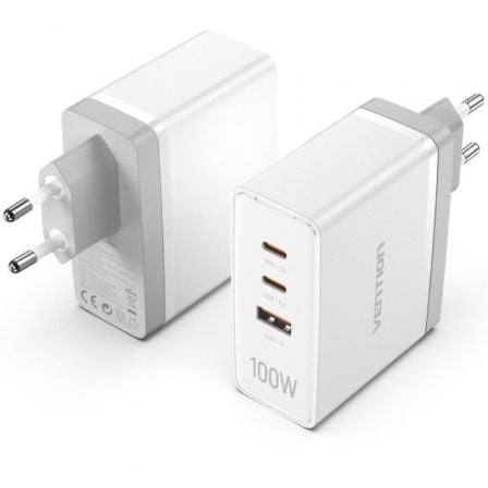 Cargador de Pared Vention FEGW0-EU/ 2xUSB Tipo-C/ 1xUSB/ 100W Cargador de Pared Vention FEGW0-EU/ 2xUSB Tipo-C/ 1xUSB/ 100W