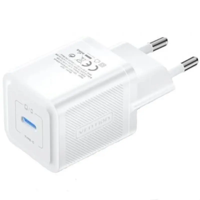 Cargador Gan de Pared Vention FEPW0-EU/ 1xUSB Tipo-C/ 20W Cargador Gan de Pared Vention FEPW0-EU/ 1xUSB Tipo-C/ 20W