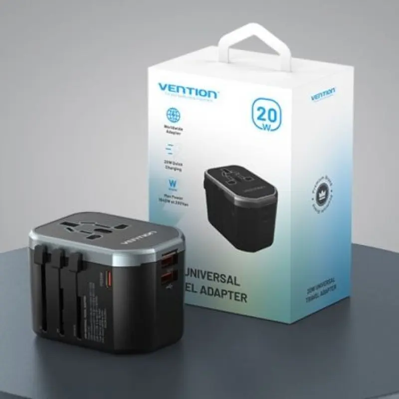 Cargador de Pared Universal Vention FJCB0/ Toma de Corriente Universal/ 1xUSB Tipo-C/ 2xUSB/ 20W Cargador de Pared Universal Vention FJCB0/ Toma de Corriente Universal/ 1xUSB Tipo-C/ 2xUSB/ 20W