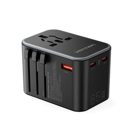 Cargador de Pared Universal Vention FJDB0/ Toma de Corriente Universal/ 2xUSB Tipo-C/ 1xUSB/ 65W Cargador de Pared Universal Vention FJDB0/ Toma de Corriente Universal/ 2xUSB Tipo-C/ 1xUSB/ 65W