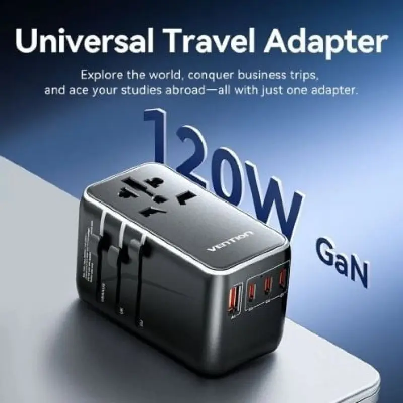 Cargador de Pared Universal Vention FJGB0/ Toma de Corriente Universal/ 3xUSB Tipo-C/ 1xUSB/ 120W Cargador de Pared Universal Vention FJGB0/ Toma de Corriente Universal/ 3xUSB Tipo-C/ 1xUSB/ 120W