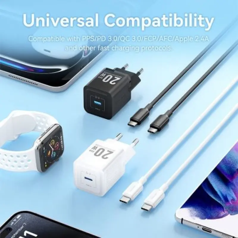 Cargador Gan de Pared Vention TZ-FEPB0-EU-01/ 1xUSB Tipo-C + Cable USB Tipo-C/ 20W Cargador Gan de Pared Vention TZ-FEPB0-EU-01/ 1xUSB Tipo-C + Cable USB Tipo-C/ 20W