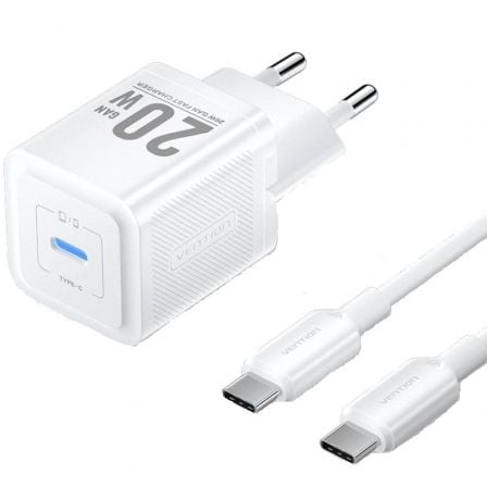 Cargador Gan de Pared Vention TZ-FEPW0-EU-01/ 1xUSB Tipo-C + Cable USB Tipo-C/ 20W Cargador Gan de Pared Vention TZ-FEPW0-EU-01/ 1xUSB Tipo-C + Cable USB Tipo-C/ 20W