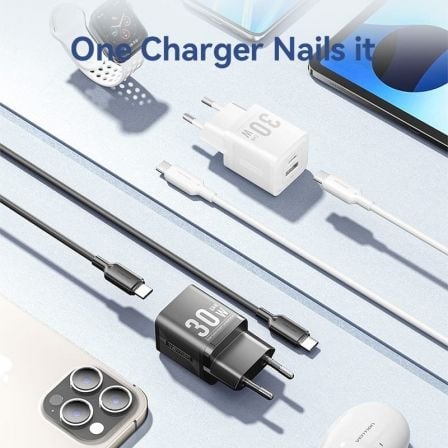 Cargador Gan de Pared Vention TZ-FEQW0-EU-01/ 1xUSB Tipo-C/ 1xUSB + Cable USB Tipo-C/ 30W Cargador Gan de Pared Vention TZ-FEQW0-EU-01/ 1xUSB Tipo-C/ 1xUSB + Cable USB Tipo-C/ 30W
