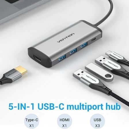 Docking USB Tipo-C Vention CNBHB/ 1xHDMI/ 3xUSB/ 1xUSB Tipo-C PD/ Gris Docking USB Tipo-C Vention CNBHB/ 1xHDMI/ 3xUSB/ 1xUSB Tipo-C PD/ Gris