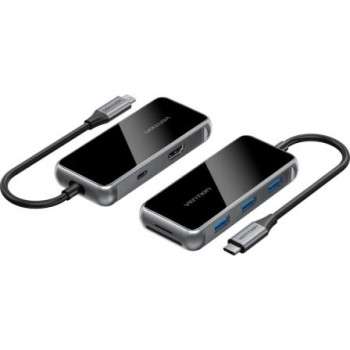 Docking USB Tipo-C Vention TFMHB/ 1xHDMI/ 3xUSB/ 1xUSB Tipo-C PD/ 1xLector Tarjetas SD y MicroSD/ Gris Docking USB Tipo-C Vention TFMHB/ 1xHDMI/ 3xUSB/ 1xUSB Tipo-C PD/ 1xLector Tarjetas SD y MicroSD/ Gris