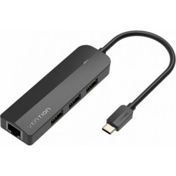 Docking USB Tipo-C Vention TGOBB/ 3xUSB/ 1xRJ45/ 1x Micro B PD/ Negro Docking USB Tipo-C Vention TGOBB/ 3xUSB/ 1xRJ45/ 1x Micro B PD/ Negro