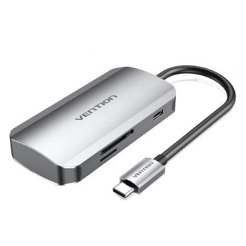 Docking USB Tipo-C Vention TNHHB/ 3xUSB/ 1xUSB Tipo-C PD/ 1xLector Tarjetas SD y MicroSD/ Gris Docking USB Tipo-C Vention TNHHB/ 3xUSB/ 1xUSB Tipo-C PD/ 1xLector Tarjetas SD y MicroSD/ Gris