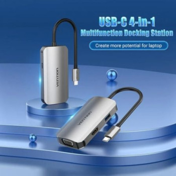 Docking USB Tipo-C Vention TOAHB/ 1xHDMI/ 1xVGA/ 1xUSB/ 1xUSB Tipo-C PD/ Gris Docking USB Tipo-C Vention TOAHB/ 1xHDMI/ 1xVGA/ 1xUSB/ 1xUSB Tipo-C PD/ Gris