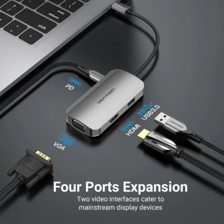 Docking USB Tipo-C Vention TOAHB/ 1xHDMI/ 1xVGA/ 1xUSB/ 1xUSB Tipo-C PD/ Gris Docking USB Tipo-C Vention TOAHB/ 1xHDMI/ 1xVGA/ 1xUSB/ 1xUSB Tipo-C PD/ Gris