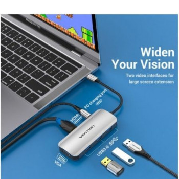 Docking USB Tipo-C Vention TOIHB/ 1xHDMI/ 1xVGA/ 3xUSB/ 1xUSB Tipo-C PD/ Gris Docking USB Tipo-C Vention TOIHB/ 1xHDMI/ 1xVGA/ 3xUSB/ 1xUSB Tipo-C PD/ Gris