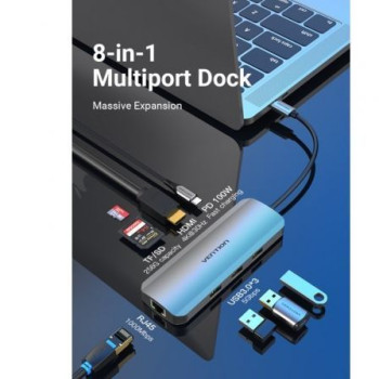 Docking USB Tipo-C Vention TOKHB/ 1xHDMI/ 3xUSB/ 1xUSB Tipo-C PD/ 1xRJ45/ 1xLector Tarjetas SD y MicroSD/ Gris Docking USB Tipo-C Vention TOKHB/ 1xHDMI/ 3xUSB/ 1xUSB Tipo-C PD/ 1xRJ45/ 1xLector Tarjetas SD y MicroSD/ Gris