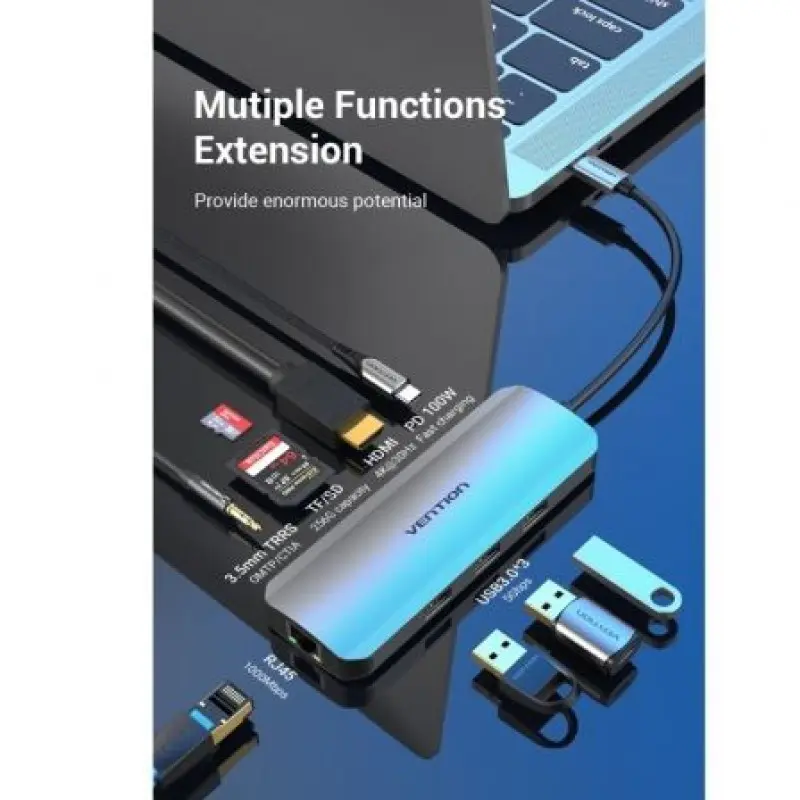 Docking USB Tipo-C Vention TOLHB/ 1xHDMI/ 3xUSB/ 1xUSB Tipo-C PD/ 1xRJ45/ 1xLector Tarjetas SD/ 1x MicroSD/ Jack 3.5/ Gris Docking USB Tipo-C Vention TOLHB/ 1xHDMI/ 3xUSB/ 1xUSB Tipo-C PD/ 1xRJ45/ 1xLector Tarjetas SD/ 1x MicroSD/ Jack 3.5/ Gris