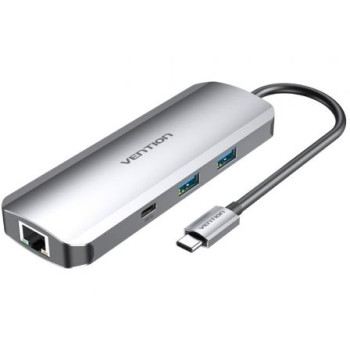Docking USB Tipo-C Vention TOMHB/ 1xHDMI/ 2xUSB/ 1xUSB Tipo-C/ 1xUSB Tipo-C PD/ 1xRJ45/ 1xLector Tarjetas SD y MicroSD/ Jack 3.5/ Gris Docking USB Tipo-C Vention TOMHB/ 1xHDMI/ 2xUSB/ 1xUSB Tipo-C/ 1xUSB Tipo-C PD/ 1xRJ45/ 1xLector Tarjetas SD y MicroSD/ Jack 3.5/ Gris