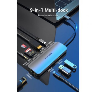 Docking USB Tipo-C Vention TOMHB/ 1xHDMI/ 2xUSB/ 1xUSB Tipo-C/ 1xUSB Tipo-C PD/ 1xRJ45/ 1xLector Tarjetas SD y MicroSD/ Jack 3.5/ Gris Docking USB Tipo-C Vention TOMHB/ 1xHDMI/ 2xUSB/ 1xUSB Tipo-C/ 1xUSB Tipo-C PD/ 1xRJ45/ 1xLector Tarjetas SD y MicroSD/ Jack 3.5/ Gris