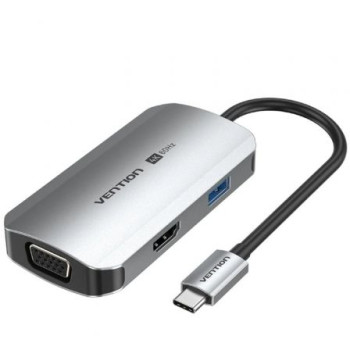 Docking USB Tipo-C Vention TQAHB/ 1xHDMI/ 1xUSB/ 1xVGA/ 1xUSB Tipo-C PD/ Gris Docking USB Tipo-C Vention TQAHB/ 1xHDMI/ 1xUSB/ 1xVGA/ 1xUSB Tipo-C PD/ Gris