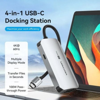 Docking USB Tipo-C Vention TQAHB/ 1xHDMI/ 1xUSB/ 1xVGA/ 1xUSB Tipo-C PD/ Gris Docking USB Tipo-C Vention TQAHB/ 1xHDMI/ 1xUSB/ 1xVGA/ 1xUSB Tipo-C PD/ Gris