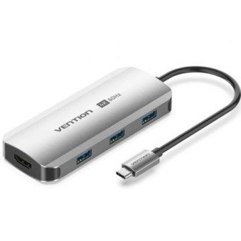 Docking USB Tipo-C Vention TQDHB/ 1xHDMI 4K/ 3xUSB/ 1xUSB Tipo-C PD/ Gris Docking USB Tipo-C Vention TQDHB/ 1xHDMI 4K/ 3xUSB/ 1xUSB Tipo-C PD/ Gris