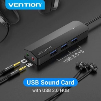 Hub USB 3.0 con Tarjeta de Sonido Vention CHIBB/ 3xUSB/ 1xMicroUSB PD Hub USB 3.0 con Tarjeta de Sonido Vention CHIBB/ 3xUSB/ 1xMicroUSB PD