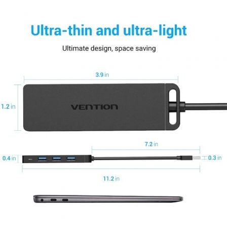 Hub USB 3.0 Vention CHLBB/ 4xUSB/ 1xMicroUSB PD Hub USB 3.0 Vention CHLBB/ 4xUSB/ 1xMicroUSB PD