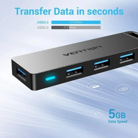 Hub USB 3.0 Vention CHLBB/ 4xUSB/ 1xMicroUSB PD Hub USB 3.0 Vention CHLBB/ 4xUSB/ 1xMicroUSB PD