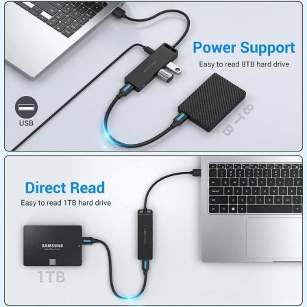 Hub USB 3.0 Vention CHLBB/ 4xUSB/ 1xMicroUSB PD Hub USB 3.0 Vention CHLBB/ 4xUSB/ 1xMicroUSB PD
