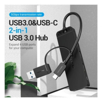 Hub USB 3.0 y Tipo-C Vention CHTBB/ 4xUSB/ USB Tipo-C PD Hub USB 3.0 y Tipo-C Vention CHTBB/ 4xUSB/ USB Tipo-C PD