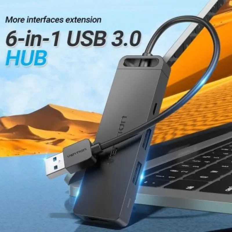 Docking USB 3.0 Vention CHVBB/ 3xUSB/ 1xMicroUSB PD/ 1xLector Tarjetas/ Negro Docking USB 3.0 Vention CHVBB/ 3xUSB/ 1xMicroUSB PD/ 1xLector Tarjetas/ Negro