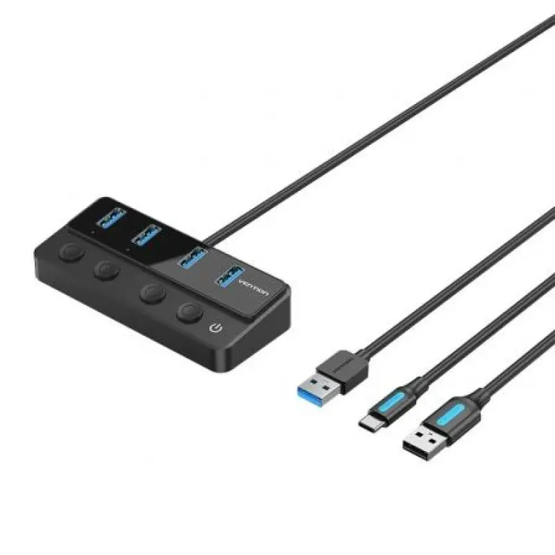 Hub USB 3.0 Vention CHWBF/ 4xUSB/ 1xUSB Tipo-C PD/ Incluye cable Carga USB Macho - USB Tipo-C Macho Hub USB 3.0 Vention CHWBF/ 4xUSB/ 1xUSB Tipo-C PD/ Incluye cable Carga USB Macho - USB Tipo-C Macho