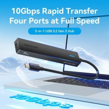 Hub USB Tipo-C 3.2 Vention CHYBB/ 2xUSB Tipo-C 3.2/ 2xUSB 3.2/ 1xUSB Tipo-C/ 15cm Hub USB Tipo-C 3.2 Vention CHYBB/ 2xUSB Tipo-C 3.2/ 2xUSB 3.2/ 1xUSB Tipo-C/ 15cm
