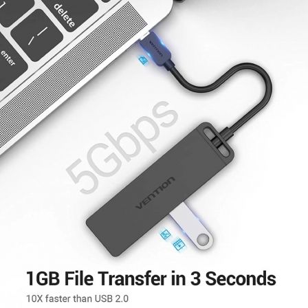 Hub USB Tipo-C Vention TGKBB/ 4xUSB/ 1xMicroUSB PD/ 15cm Hub USB Tipo-C Vention TGKBB/ 4xUSB/ 1xMicroUSB PD/ 15cm