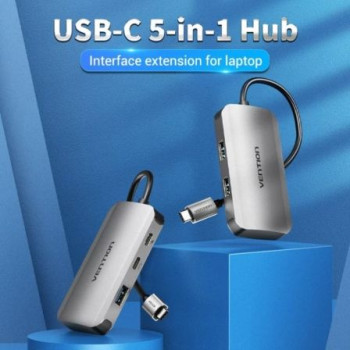Hub USB Tipo-C Vention TNDHB/ 3xUSB/ 1xUSB Tipo-C/ 1xUSB Tipo-C PD Hub USB Tipo-C Vention TNDHB/ 3xUSB/ 1xUSB Tipo-C/ 1xUSB Tipo-C PD