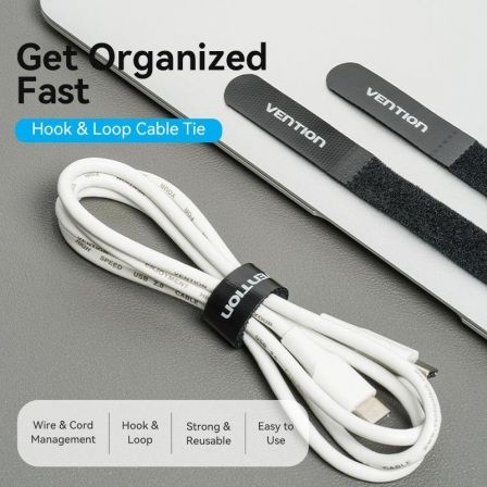 Tira Organizadora de Cables Vention KAOB0-10/ 18cm/ Pack de 10 Tira Organizadora de Cables Vention KAOB0-10/ 18cm/ Pack de 10