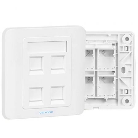 Placa de Pared Tipo 86 Vention IFCW0/ 4 Puertos RJ45 Placa de Pared Tipo 86 Vention IFCW0/ 4 Puertos RJ45