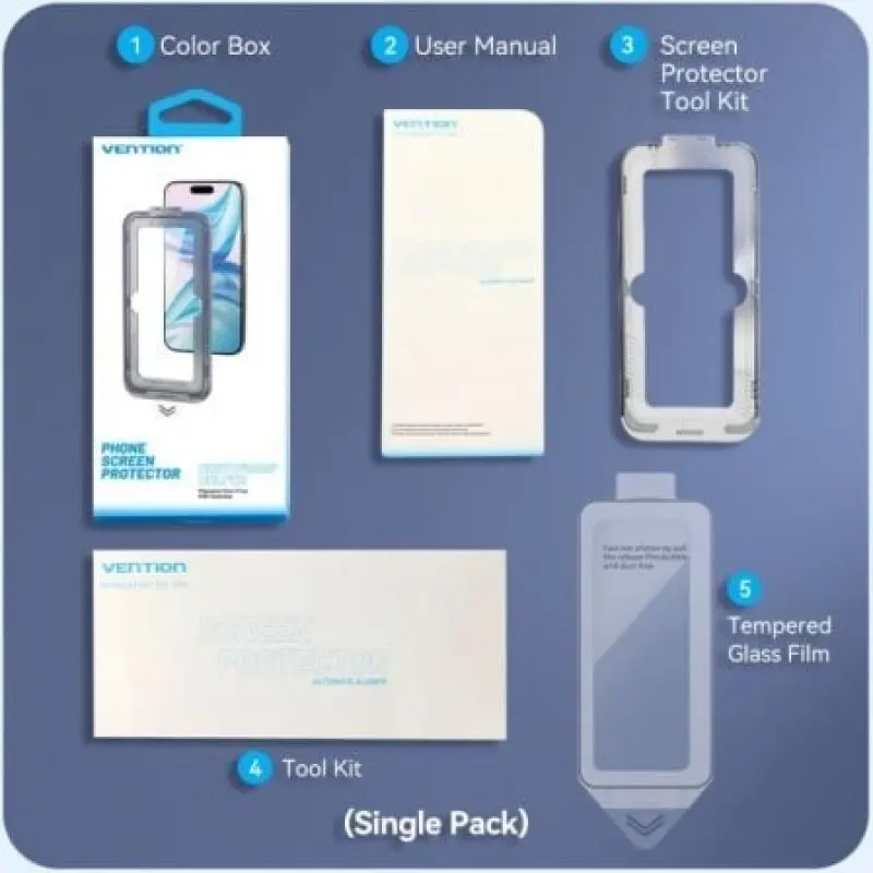 Protector de Pantalla de Cristal Templado Vention KUJTCA-10 para iPhone 15 + Herramienta de Instalación Antipolvo Protector de Pantalla de Cristal Templado Vention KUJTCA-10 para iPhone 15 + Herramienta de Instalación Antipolvo
