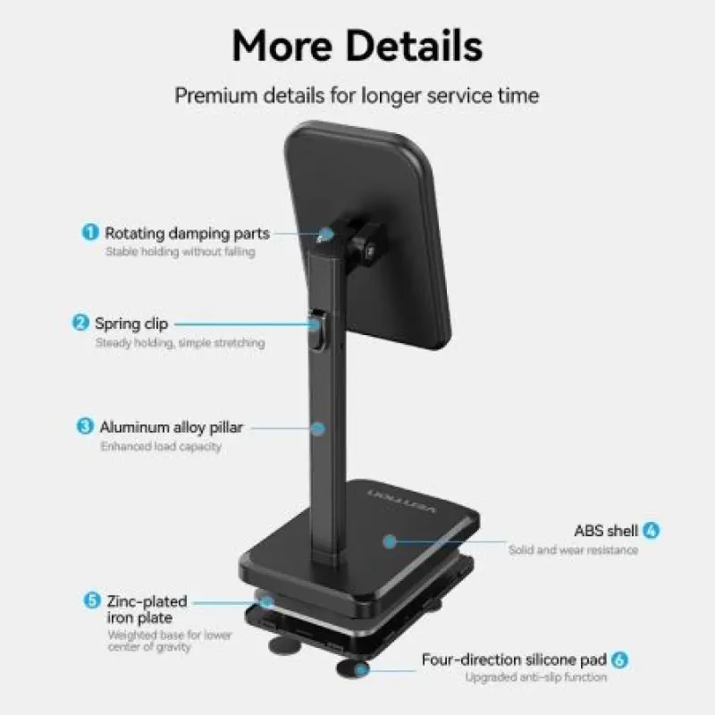 Soporte para Smartphone/Tablet Vention KCQB0/ Negro Soporte para Smartphone/Tablet Vention KCQB0/ Negro