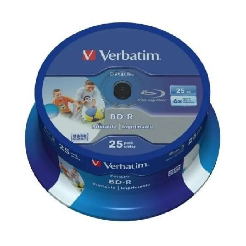 Blue-Ray BD-R Verbatim 43811 Imprimible 6X/ Tarrina-25uds Blue-Ray BD-R Verbatim 43811 Imprimible 6X/ Tarrina-25uds