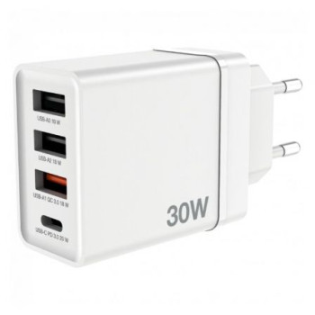 Cargador de Pared Verbatim CHR-30EU2/ 1xUSB Tipo-C/ 3xUSB/ 30W Cargador de Pared Verbatim CHR-30EU2/ 1xUSB Tipo-C/ 3xUSB/ 30W