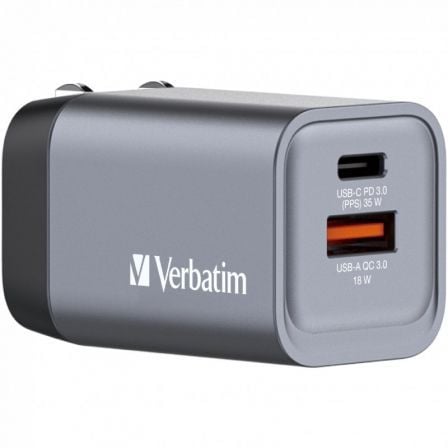 Cargador de Pared Universal Verbatim GNC-35/ 1xUSB Tipo-C/ 1xUSB/ 35W Cargador de Pared Universal Verbatim GNC-35/ 1xUSB Tipo-C/ 1xUSB/ 35W