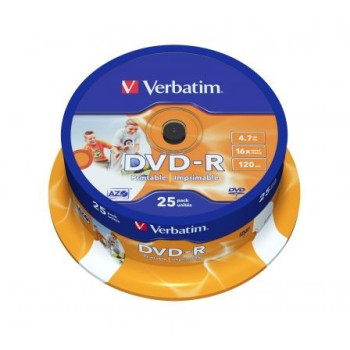 DVD-R Verbatim Imprimible 16X/ Tarrina-25uds DVD-R Verbatim Imprimible 16X/ Tarrina-25uds