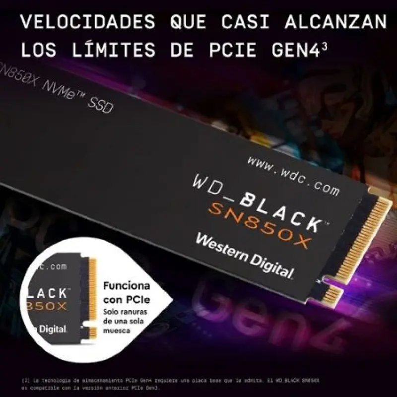 Disco SSD Western Digital WD Black SN850X 4TB/ M.2 2280 PCIe 4.0/ Full Capacity Disco SSD Western Digital WD Black SN850X 4TB/ M.2 2280 PCIe 4.0/ Full Capacity