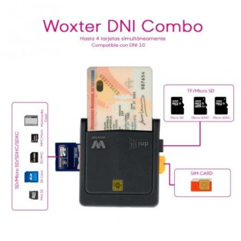 Lector de DNI y Tarjetas Woxter Combo PE26-025/ Negro Lector de DNI y Tarjetas Woxter Combo PE26-025/ Negro