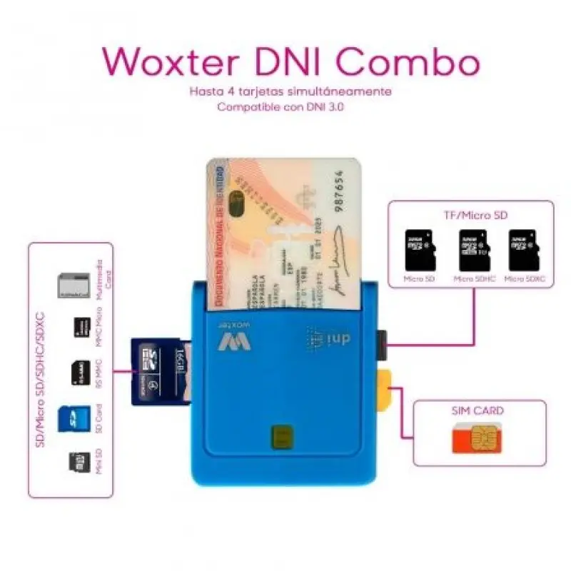 Lector de DNI y Tarjetas Woxter Combo PE26-146/ Azul/ USB 2.0 Lector de DNI y Tarjetas Woxter Combo PE26-146/ Azul/ USB 2.0