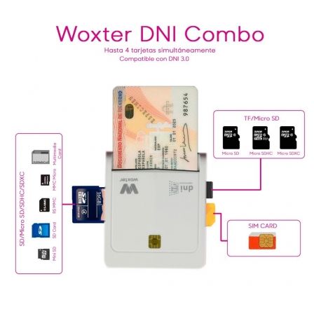 Lector de DNI y Tarjetas Woxter PE26-147/ Blanco/ USB 2.0 Lector de DNI y Tarjetas Woxter PE26-147/ Blanco/ USB 2.0